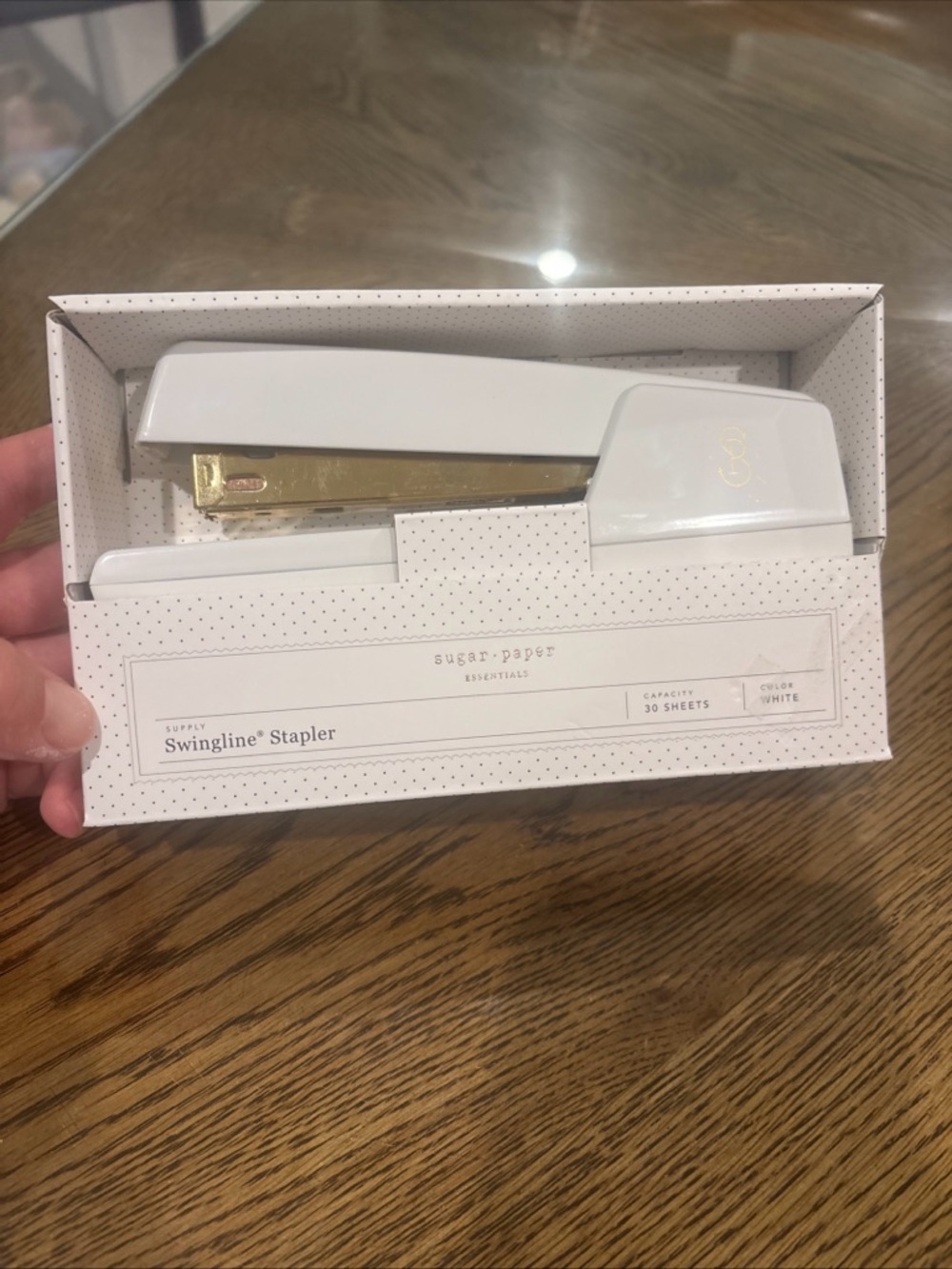 Sugar Paper White Swingline® Stapler with Gold Accents